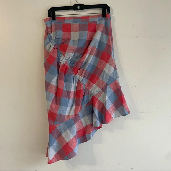 Parker Astrid Asymmetric Skirt Red and Blue Plaid Skirt 33153 - Picture 2 of 7